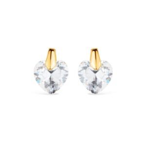 Brinco Dourado de Pedra Zircônia em formato de Coração
